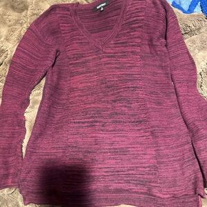 Ellen Tracy V-Neck Sweater - Deep Burgundy